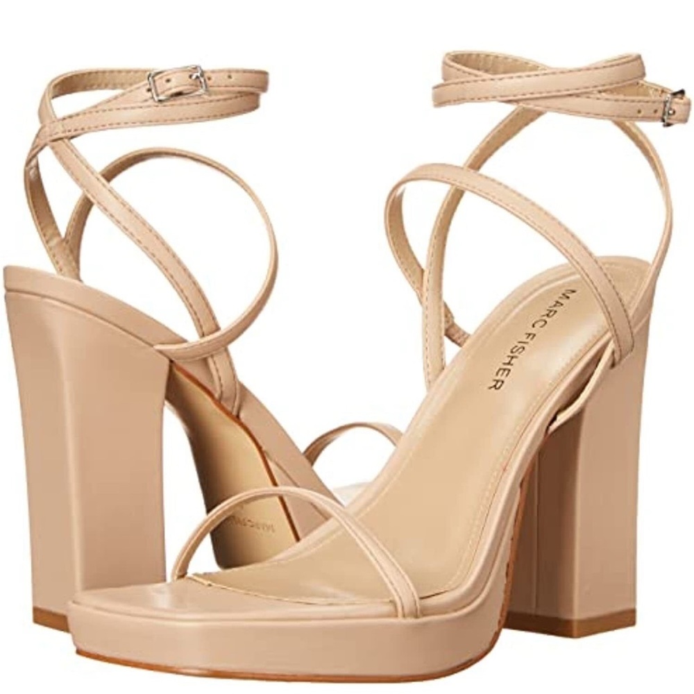 Marc Fisher Women's Acres Heeled Sandal, Light Natural